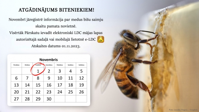 Atgādinājums bišu saimju īpašniekiem